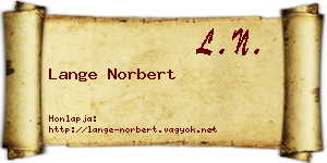 Lange Norbert névjegykártya